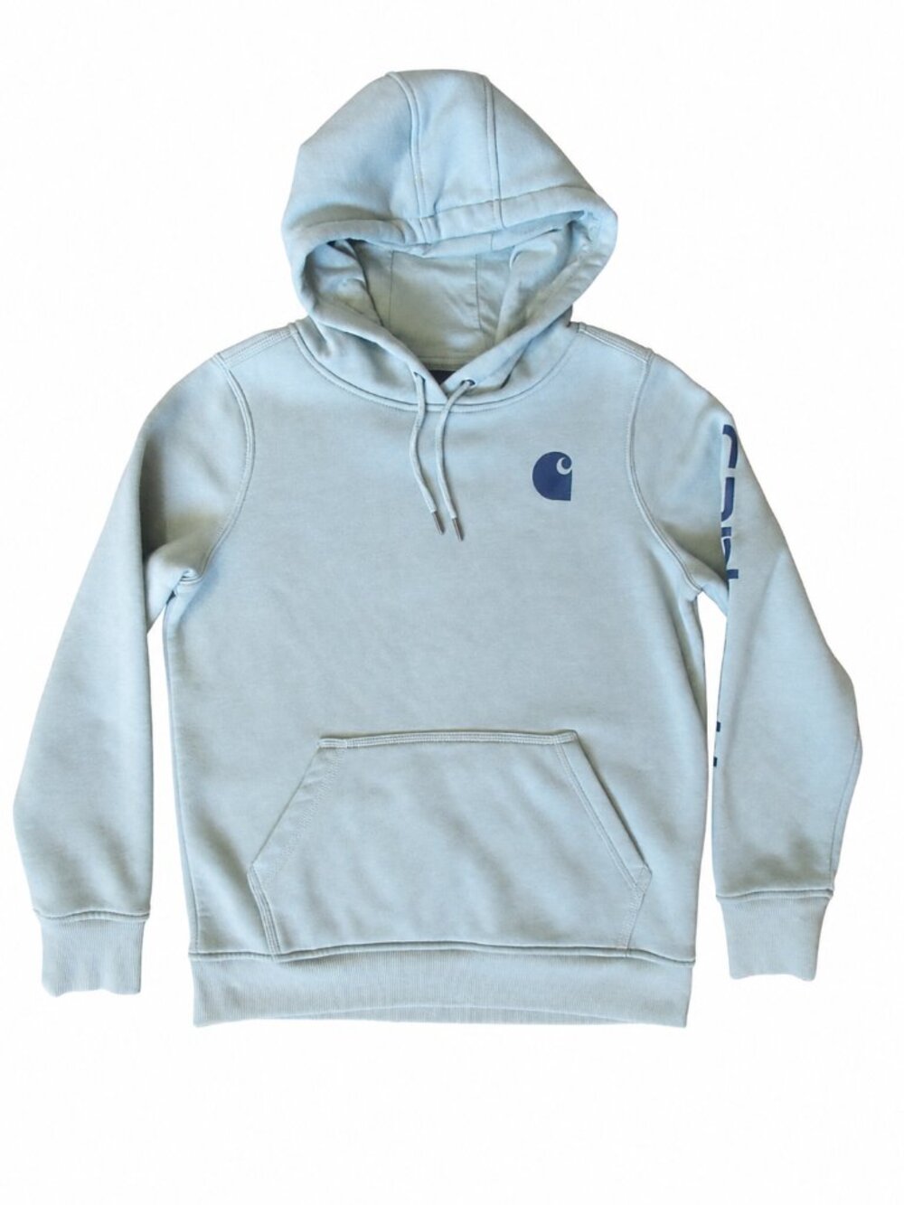 Carhartt Clarksburg Logo Sleeve Pullover Hoodie Sage Green | Small